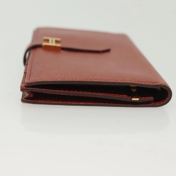 HERMES Beansufla Wallet Leather Brown Gold Auth 142375 - Picture 8 of 16